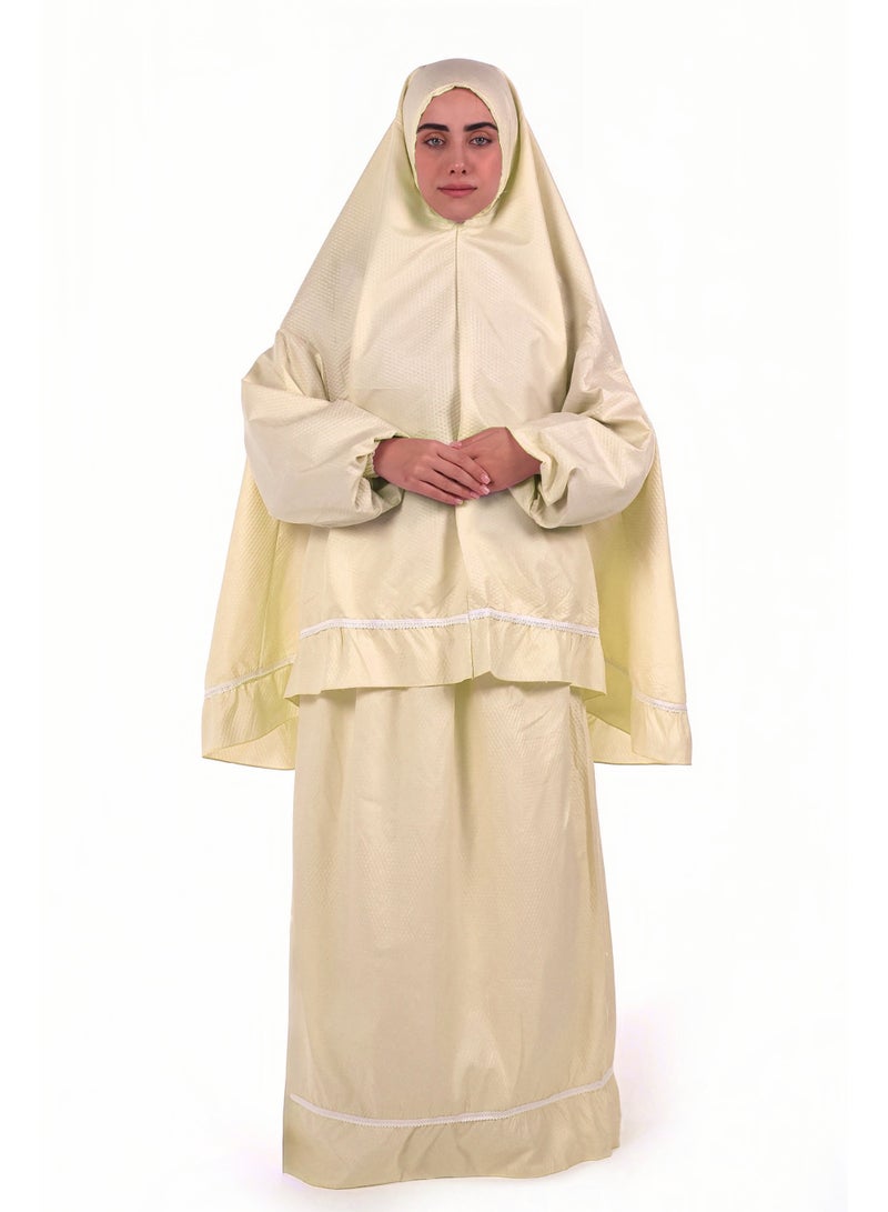 AL BENT AL SHARQIEH Two pieces islamic prayer robe dress set with sleeve - Image 1